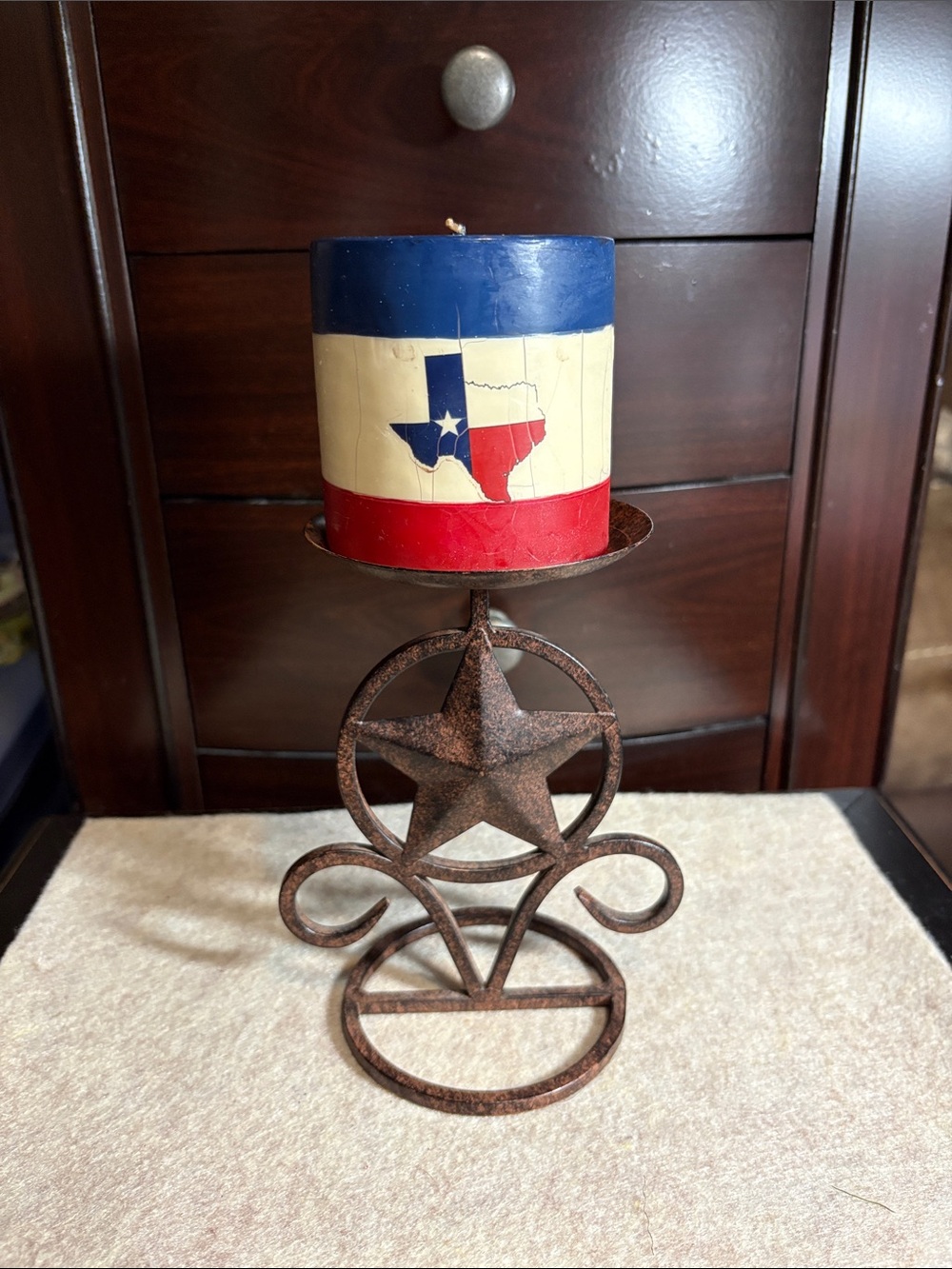 Rustic Star Metal Candle Holder Texas Pillar Candle